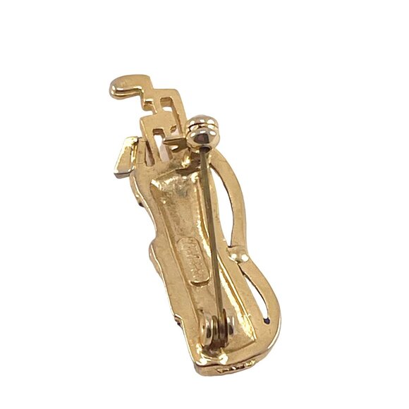 Krementz Vintage Golf Bag Pin Brooch With Enamel & Rhinestones - Picture 5 of 6